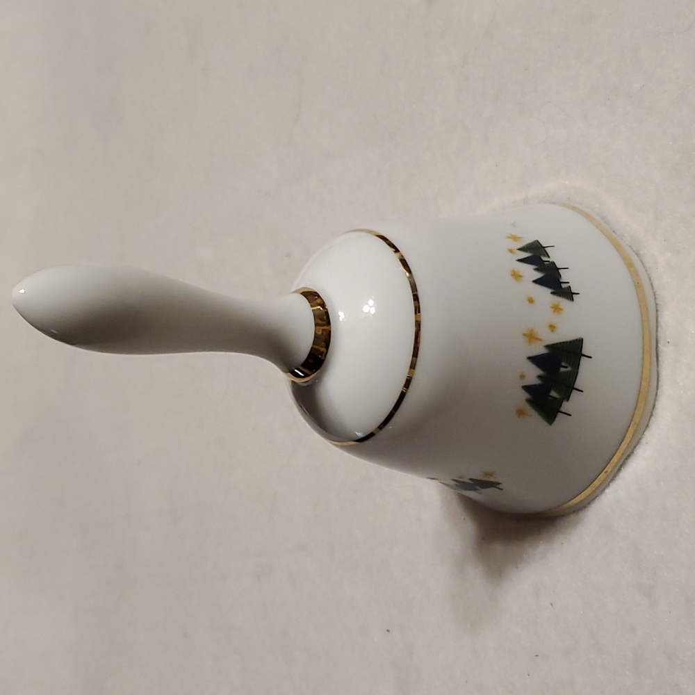 Collectible Reutter Porzellan Germany Christmas Trees Bell-Gold Trim-EC